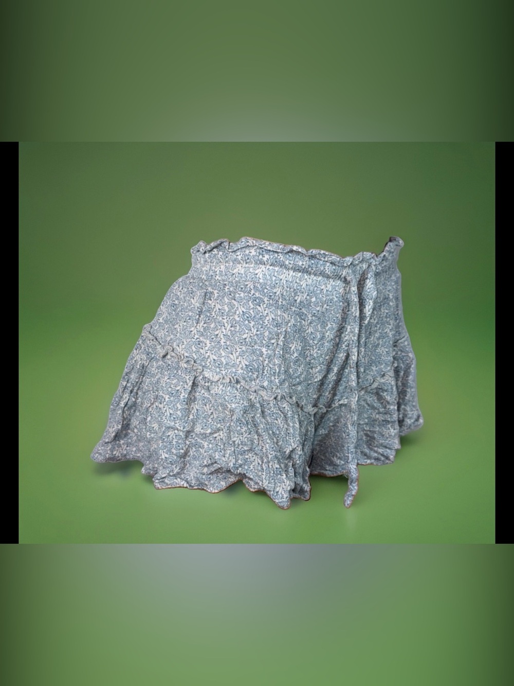 American Threads Light Blue Floral Ruffle High-Waist Shorts